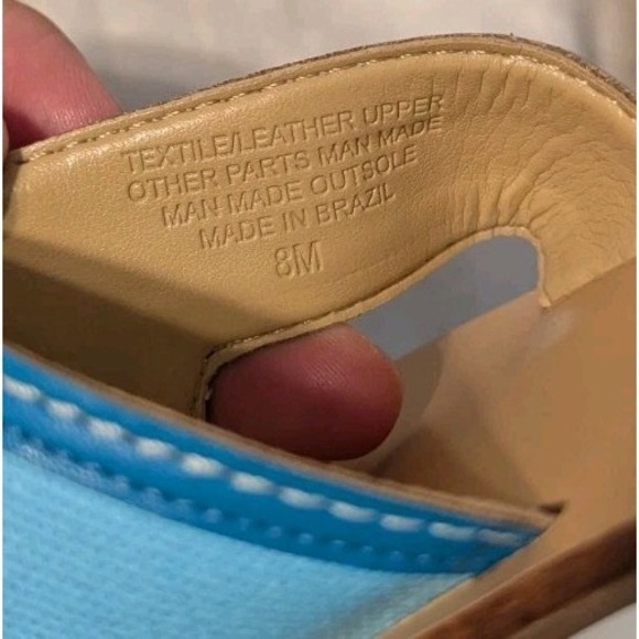 Talbots Women's Leather Hannah Slides Turquoise Blue Slip-On Flat Sandal 8 - Picture 8 of 9